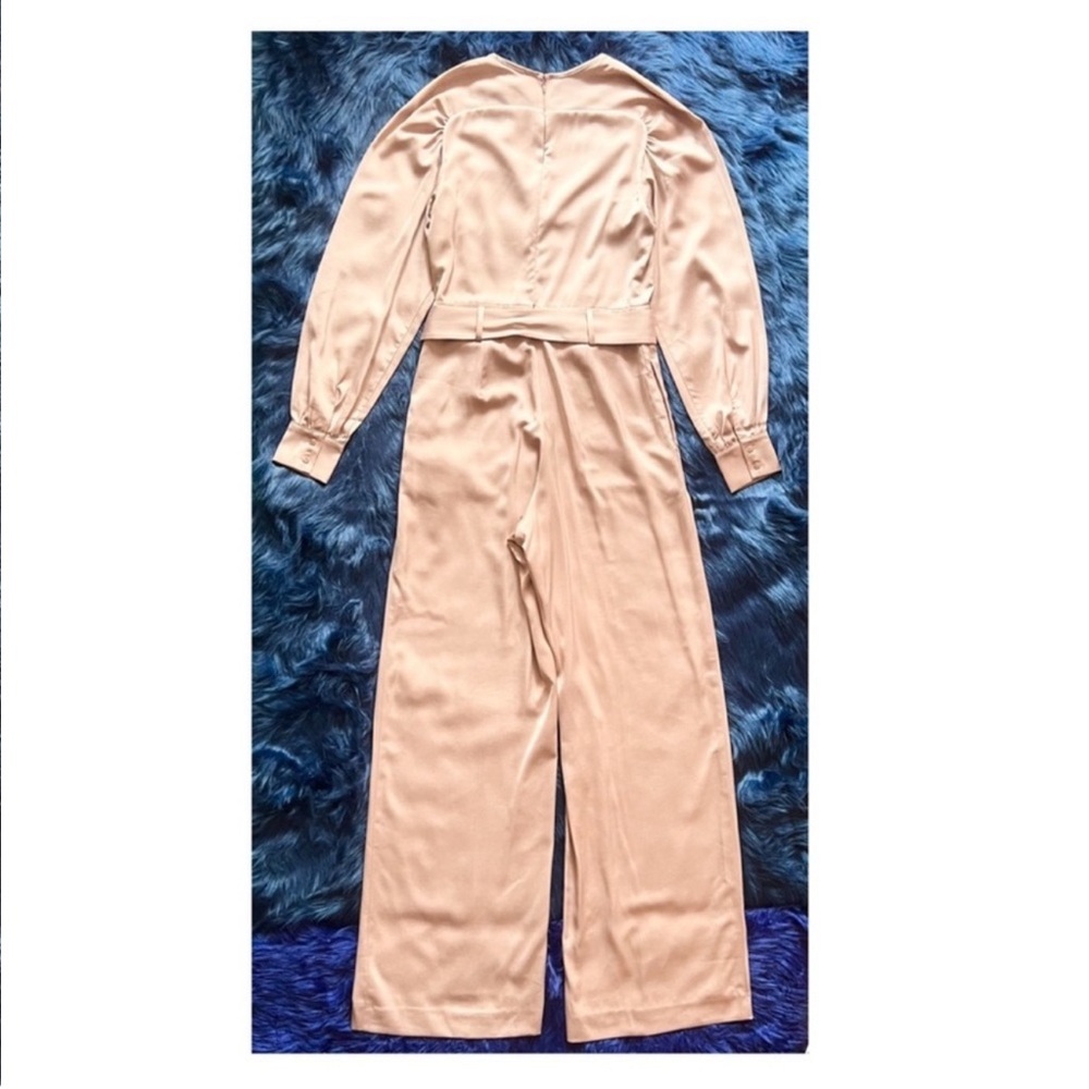 New! REISS Elsa Long Sleeve Wide Leg Jumpsuit In Blush Pink - Picture 7 of 8